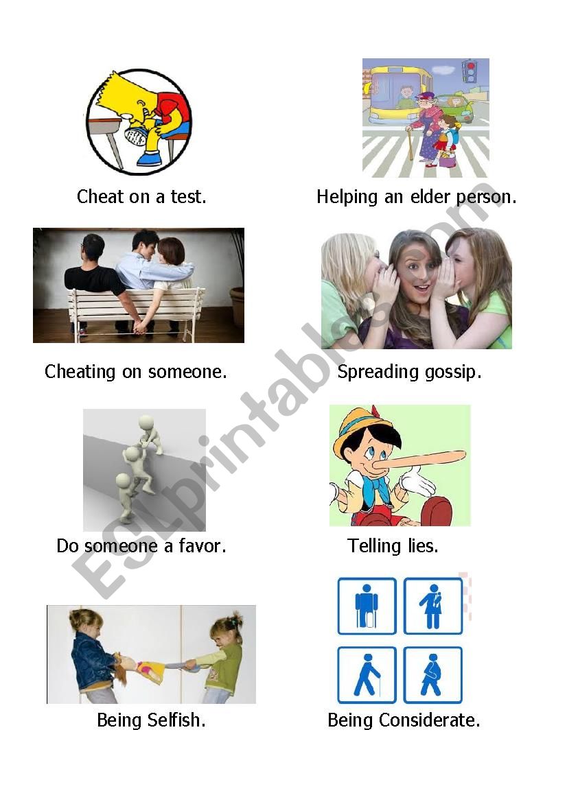 Good and bad behaviour worksheet