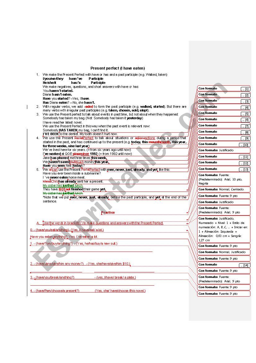 Present Perfect worksheet