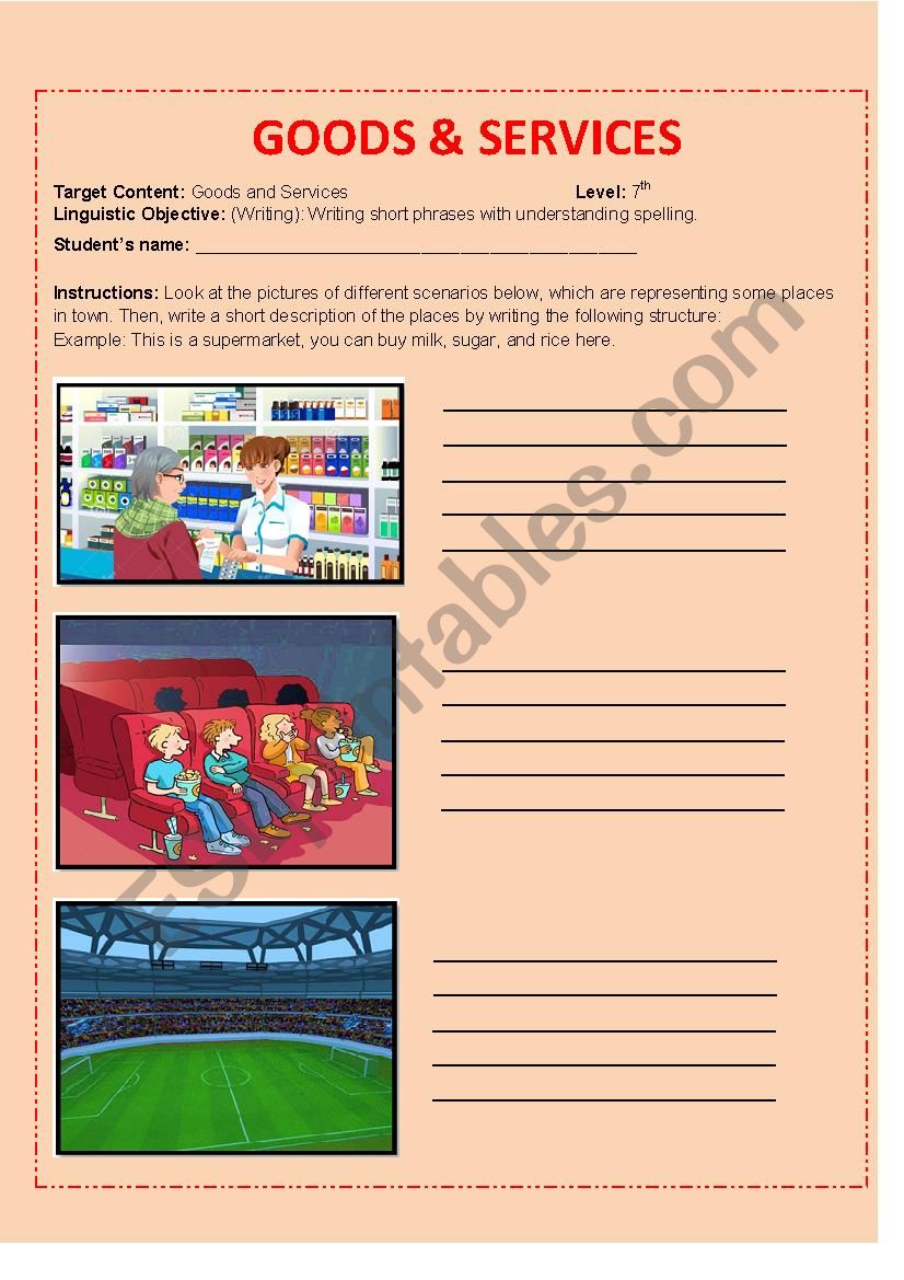 Goods and Services Writing Activity
