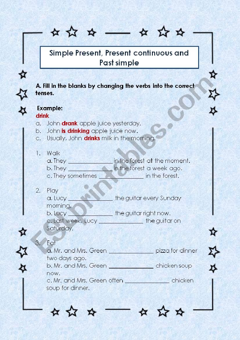 simple present vs present continuous vs past simple