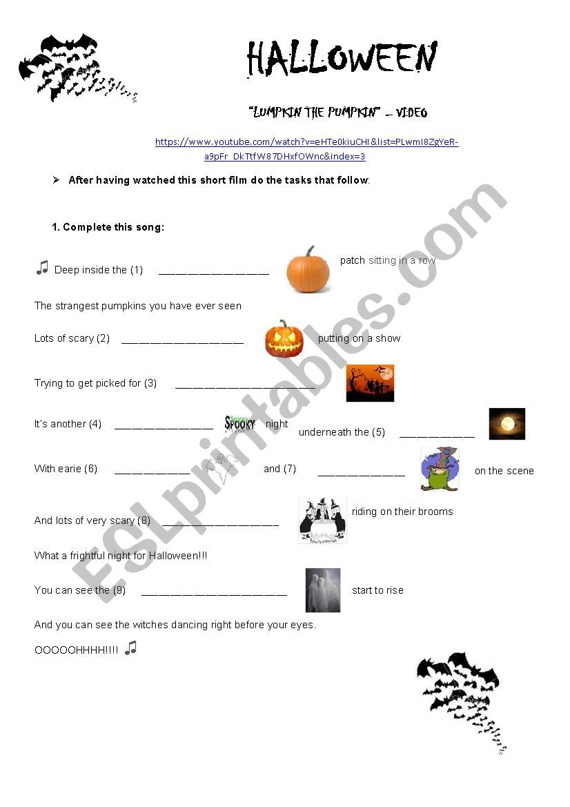 Lumpkin the Pumpkin worksheet