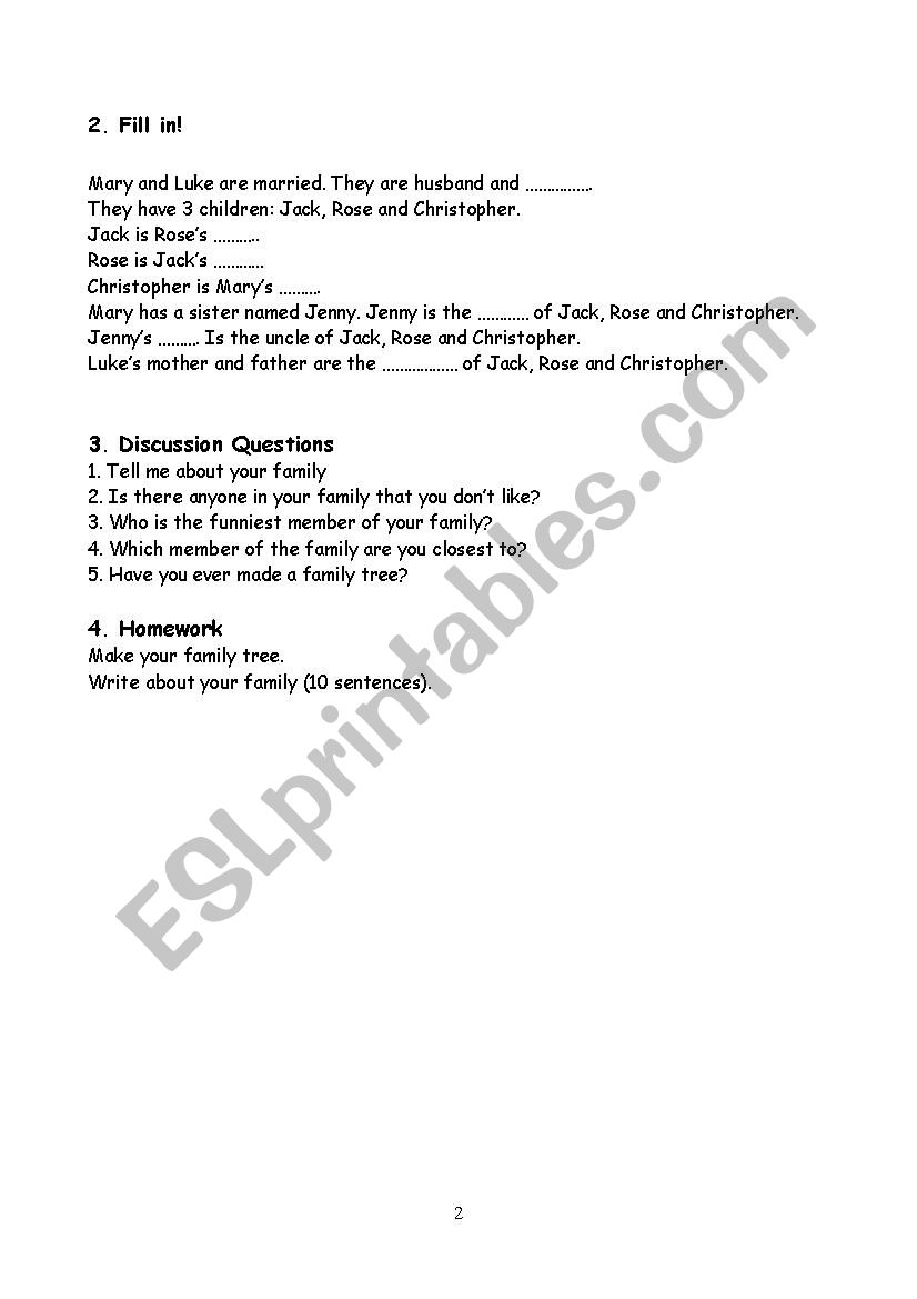 Family worksheet