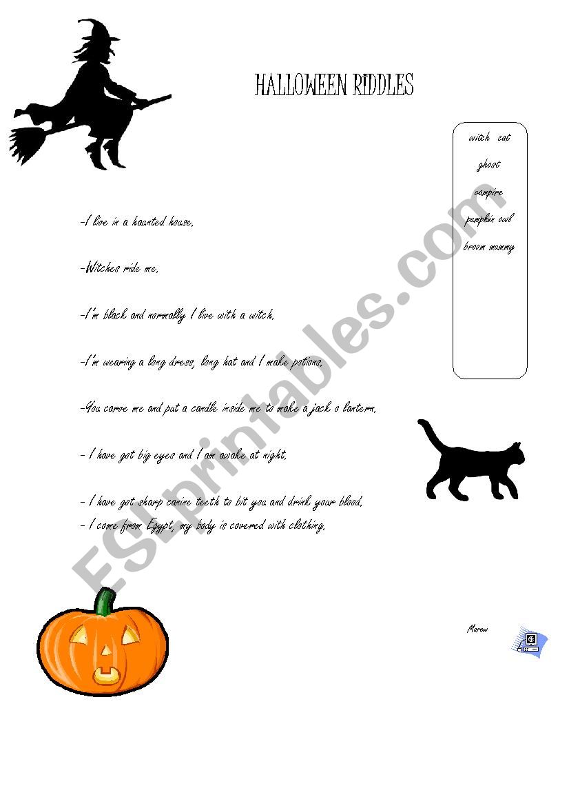 Halloween Riddles worksheet