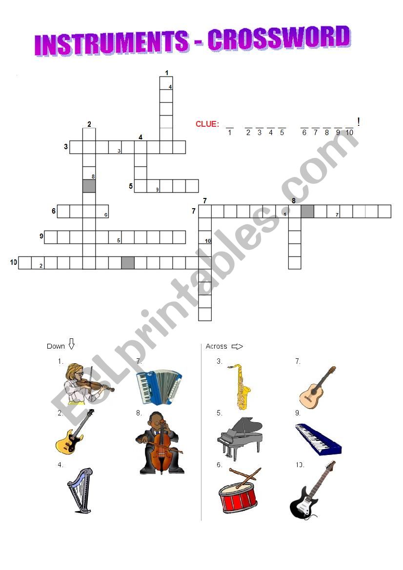 Instruments worksheet