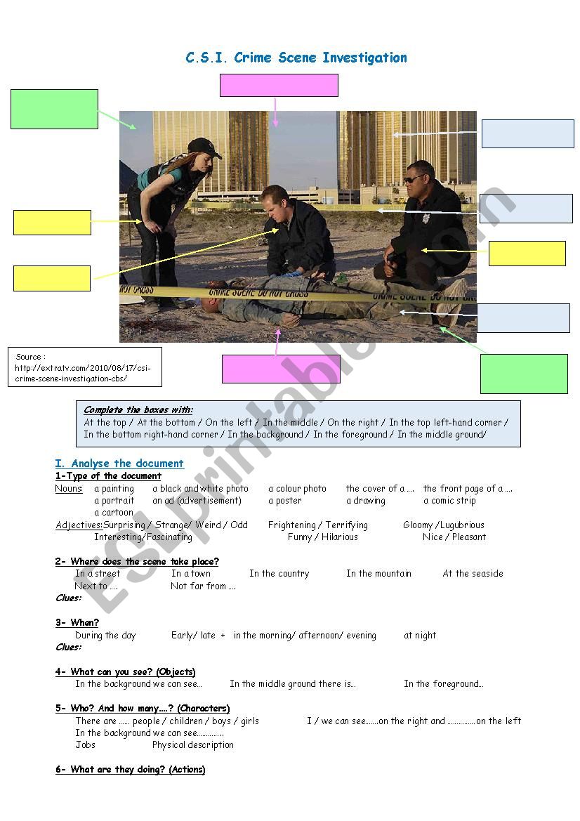 CSI - Picture description worksheet