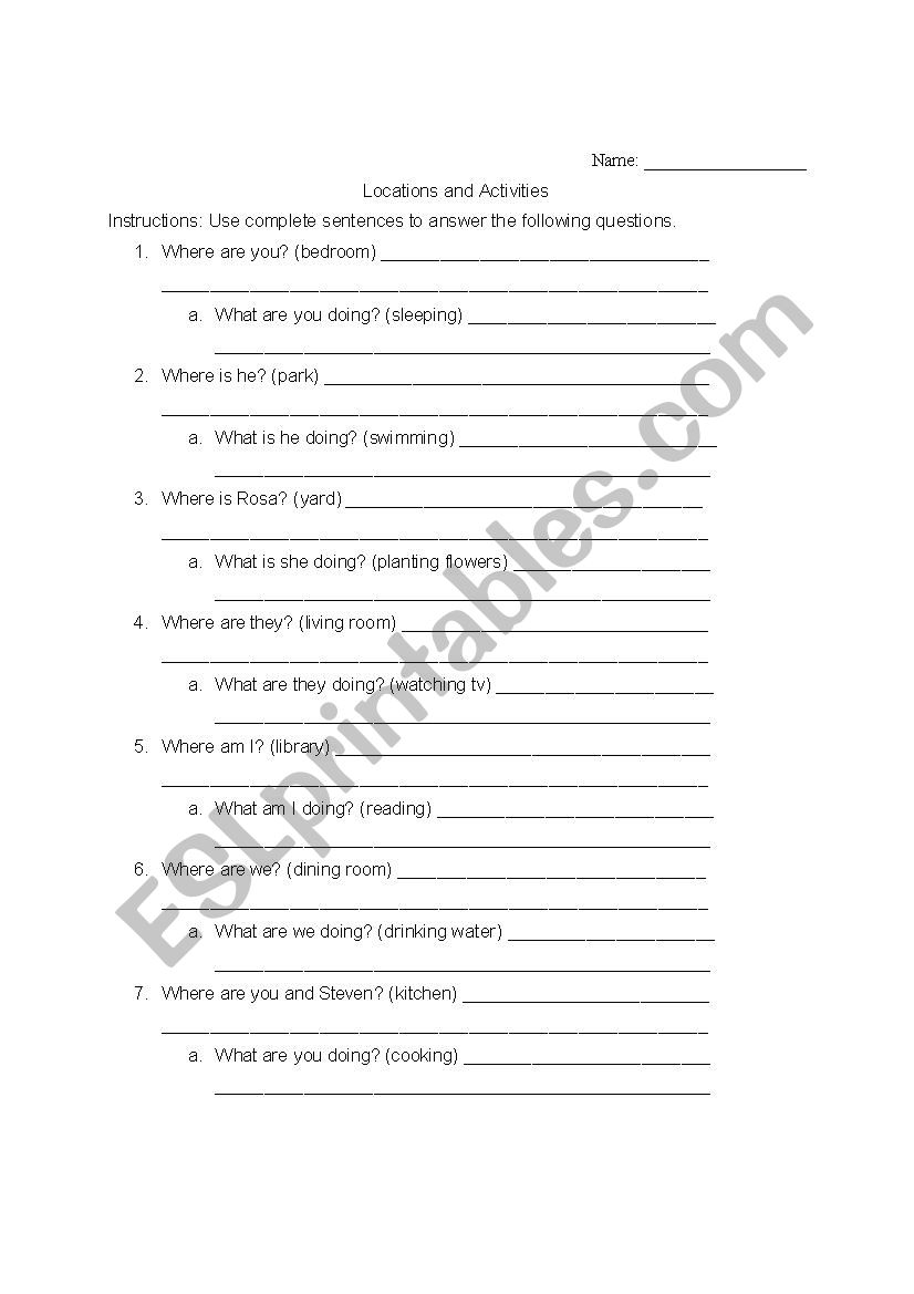 Location and Activity Practice