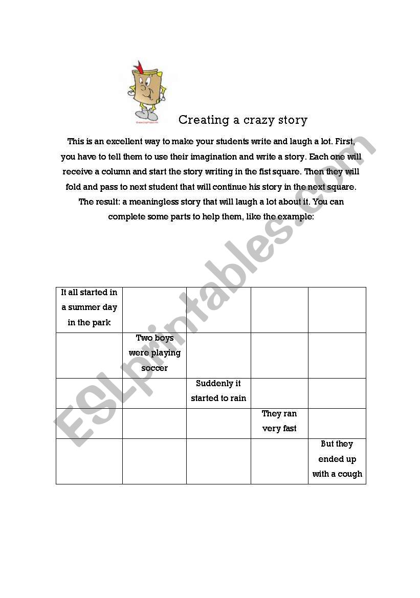 Creating a crazy story worksheet