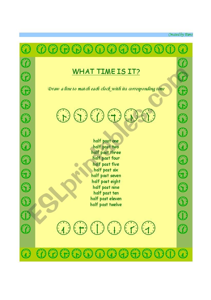 TELLING THE TIME worksheet