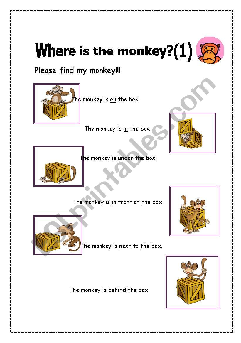 where is my monkey?(1) worksheet