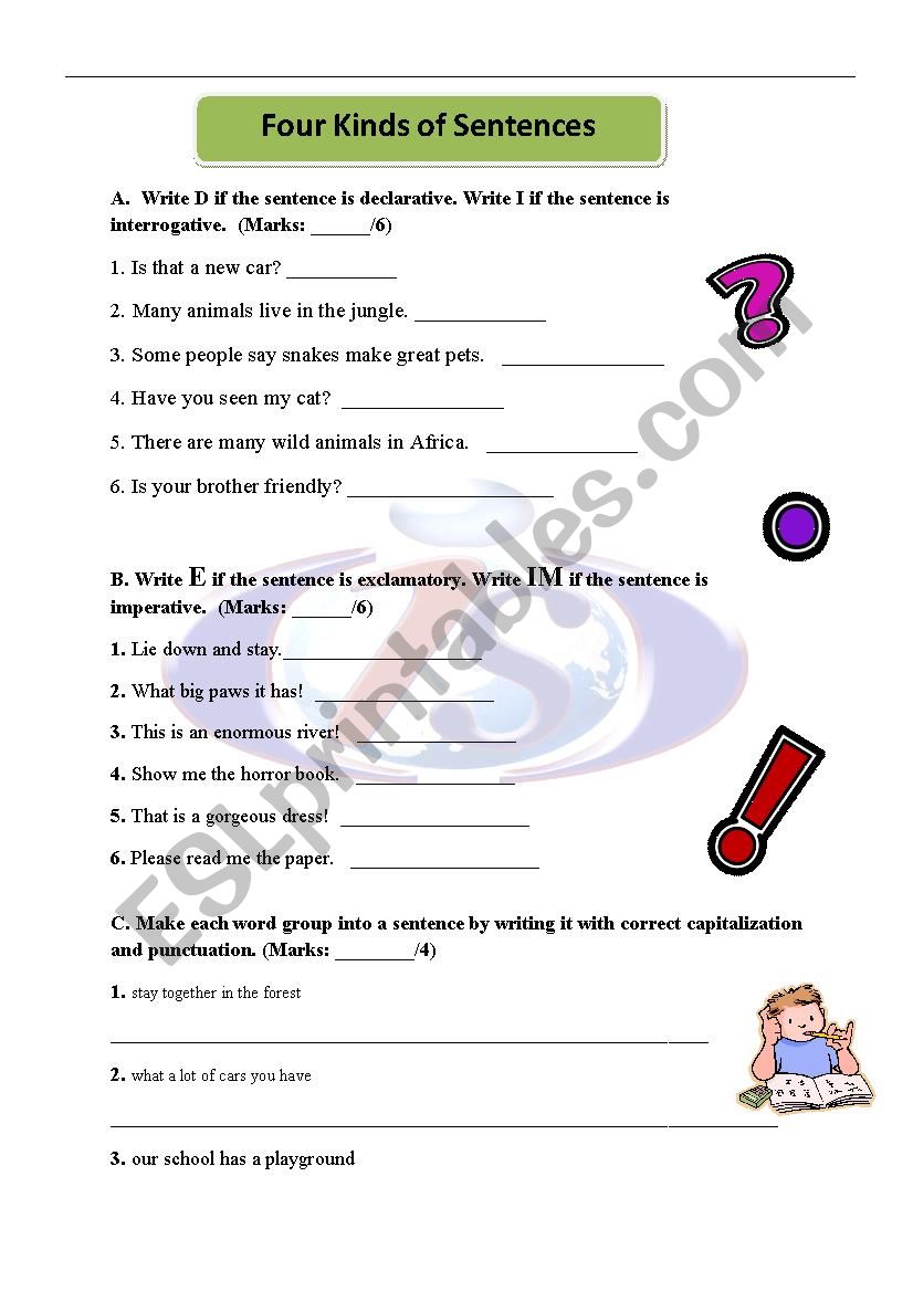 grammar-test-four-kinds-of-sentences-esl-worksheet-by-maysam-123