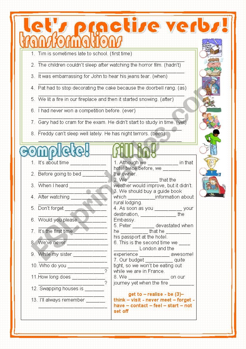 Lets practise verbs! worksheet