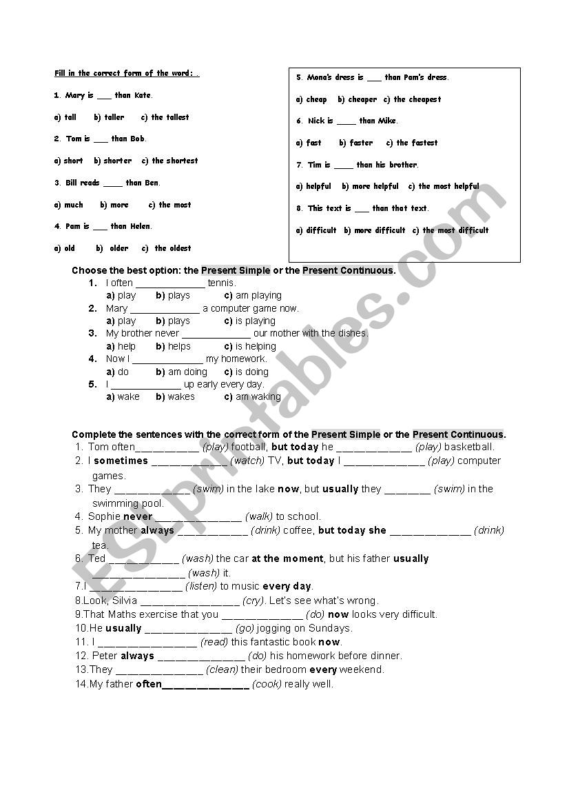 mover cambridge exam YLE worksheet