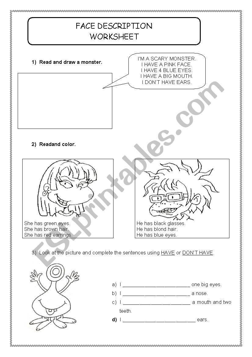 Physical Description worksheet