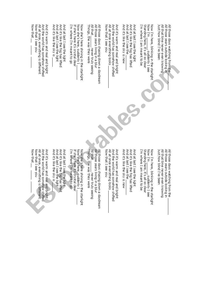 Tangled Gap Fill Worksheet worksheet