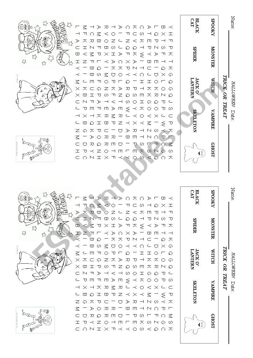 Halloween Word Search worksheet