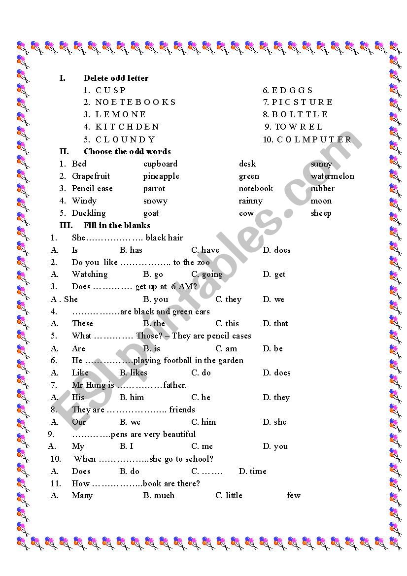 exercises on vocabulary worksheet