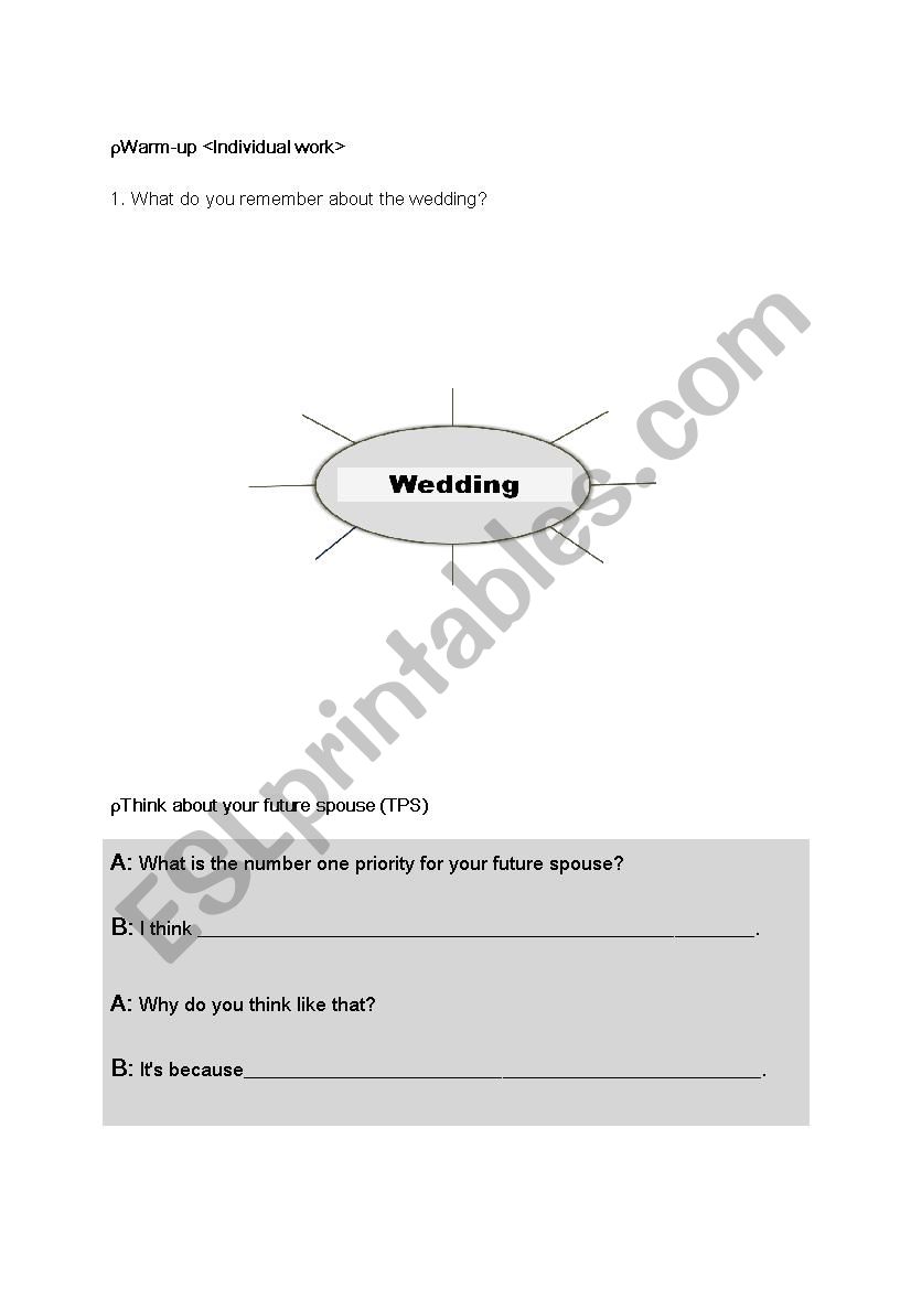 Wedding  worksheet