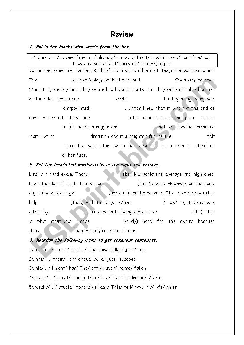 Review worksheet