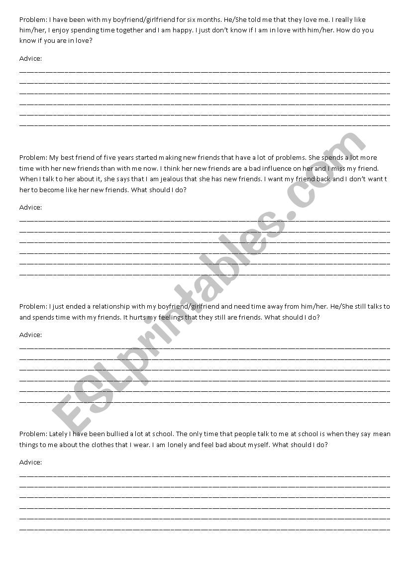 Giving Advice worksheet