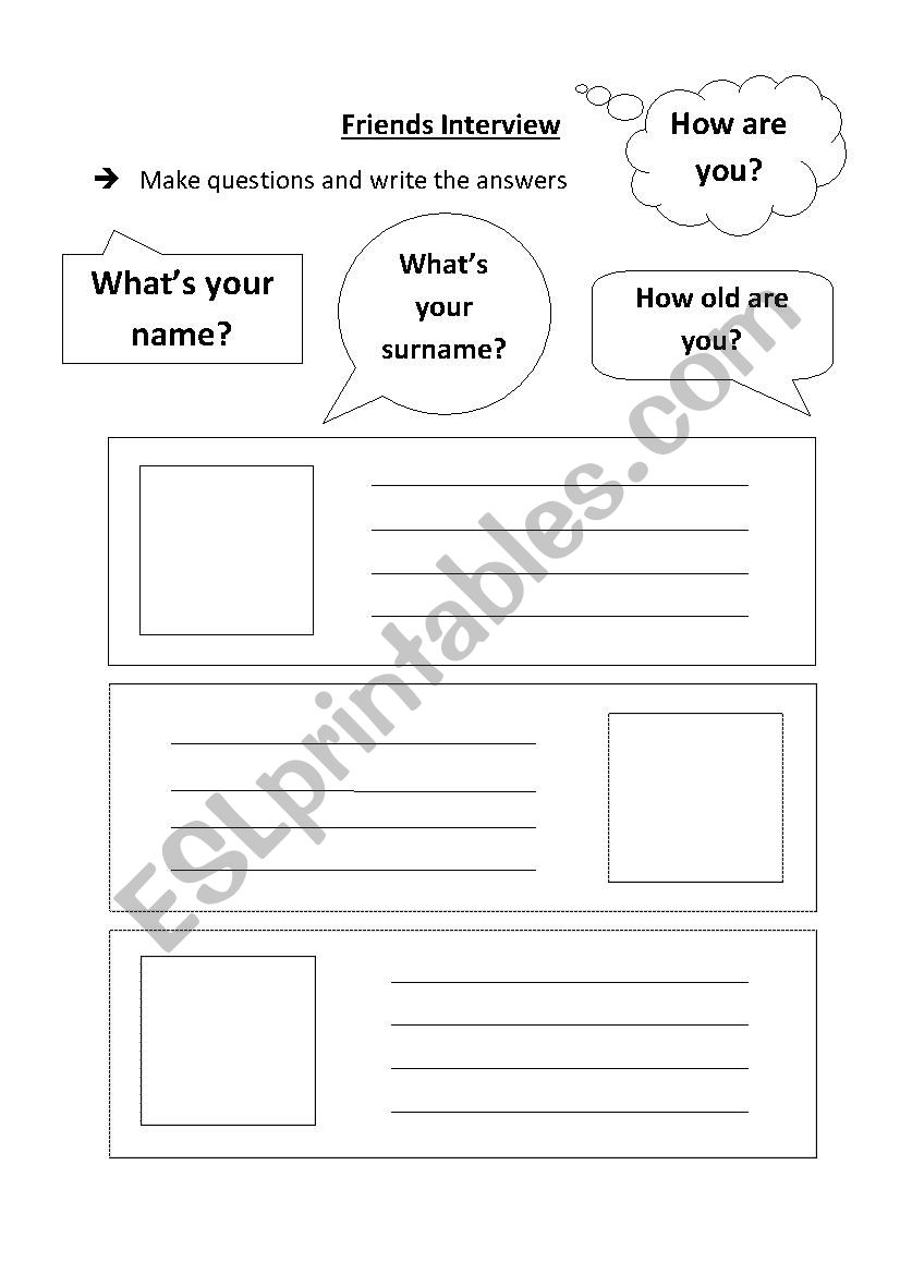 Friends interview worksheet