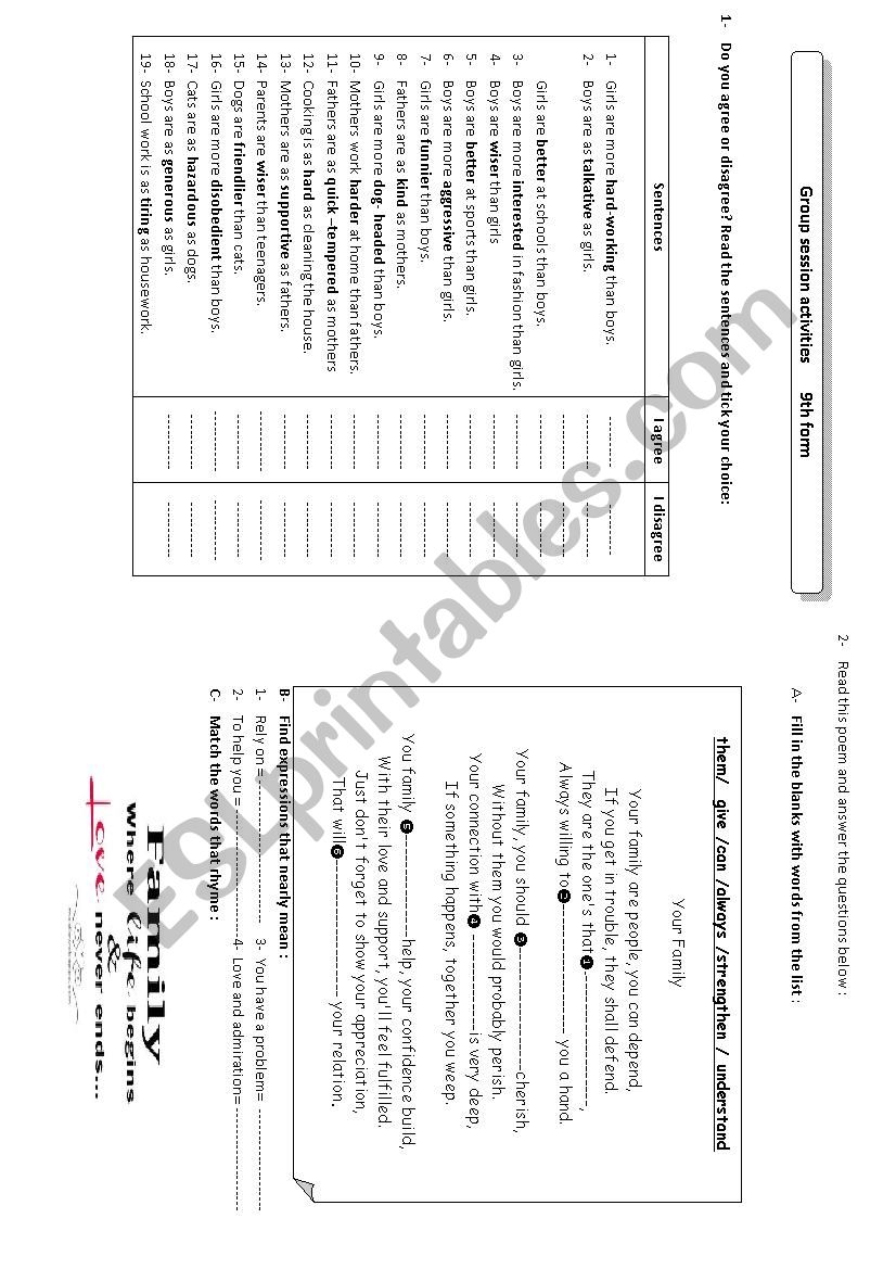 Group session activities  9th form Tunisian pupills