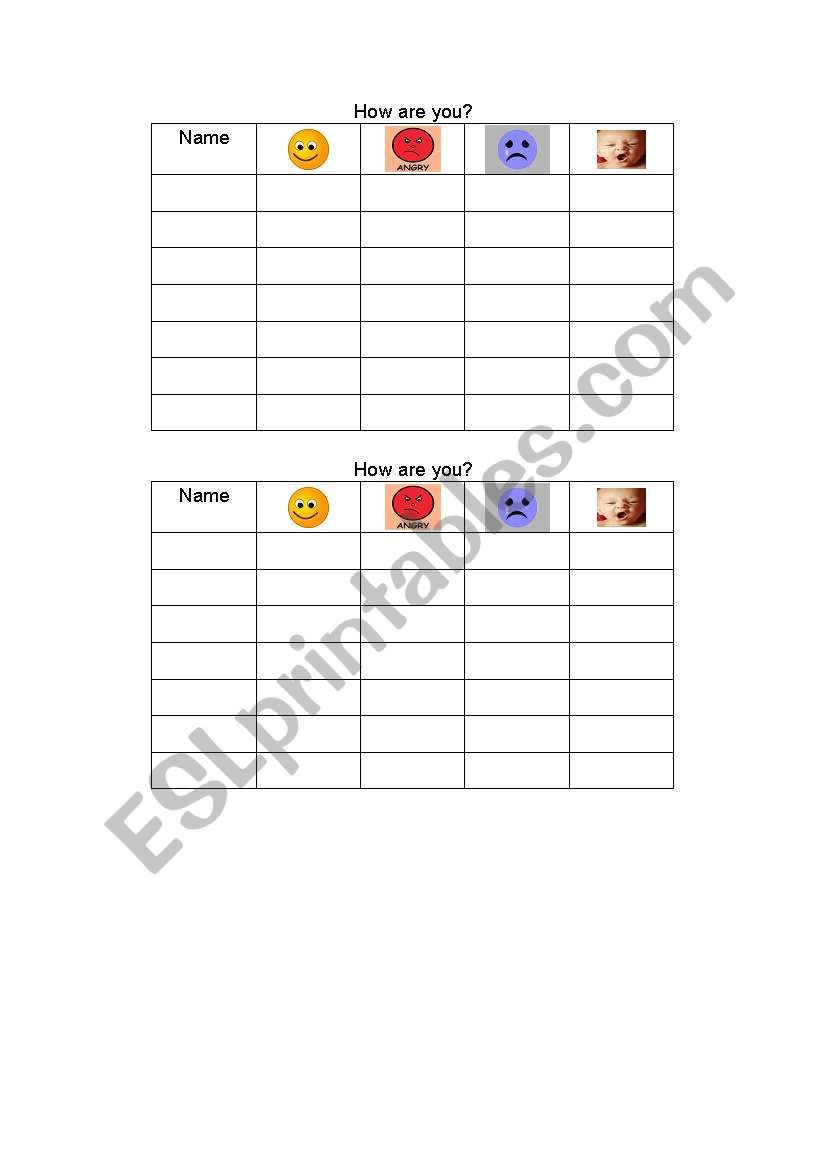 How are you? Survey worksheet
