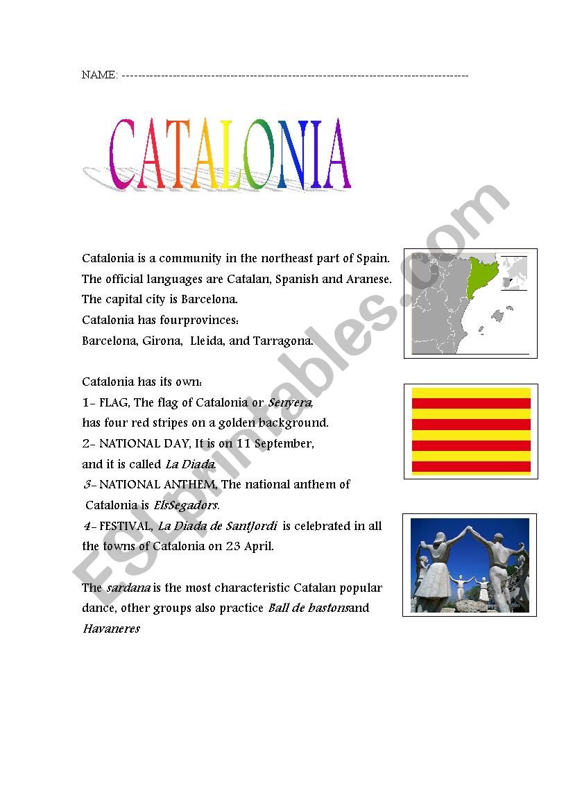 catalonia worksheet