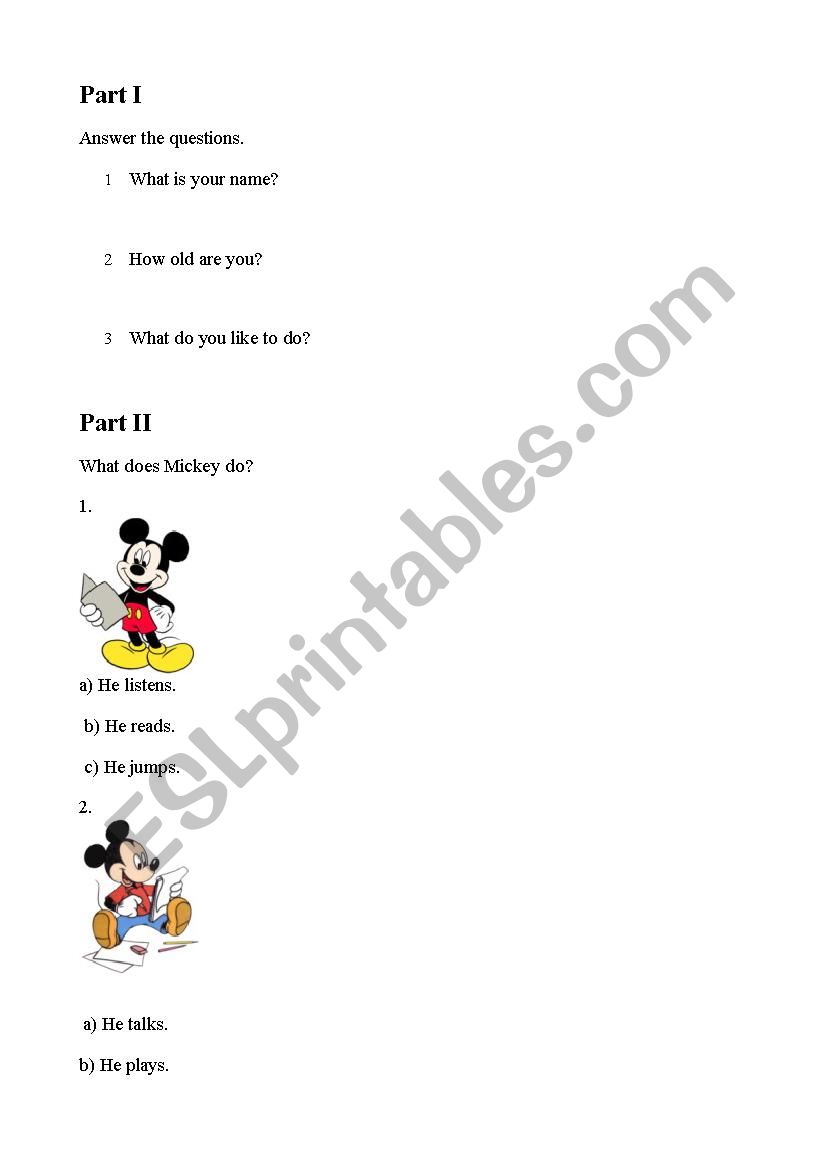 Simple exercises for children worksheet