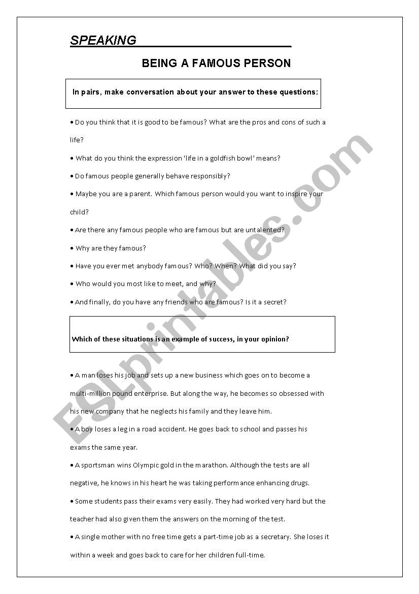 FAME worksheet