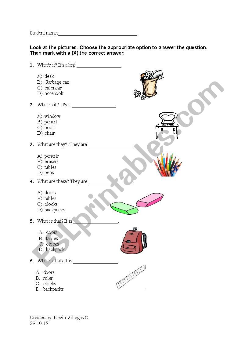 Classroom Objects What is the?