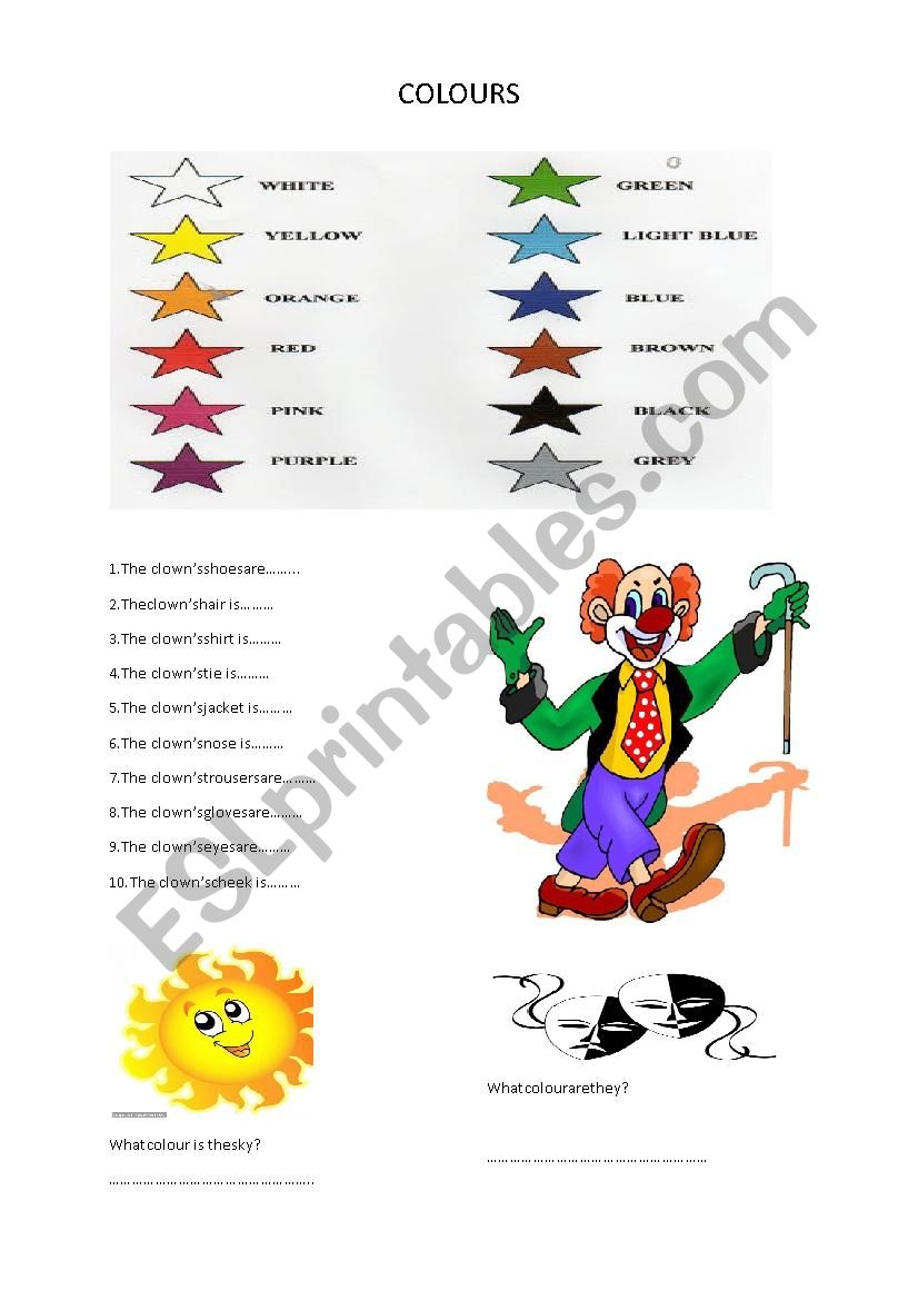 colours worksheet