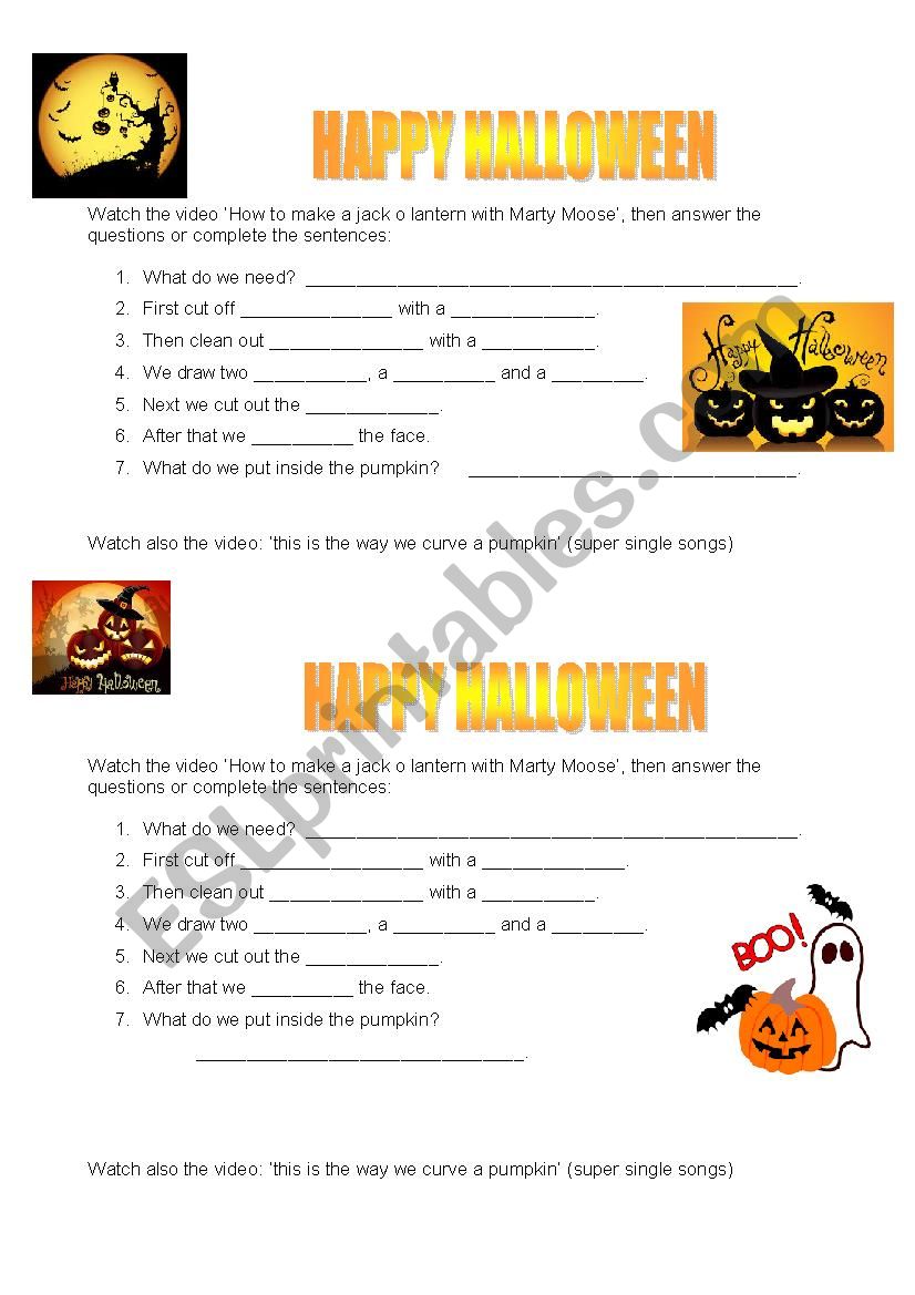 Make a Jack oLantern worksheet