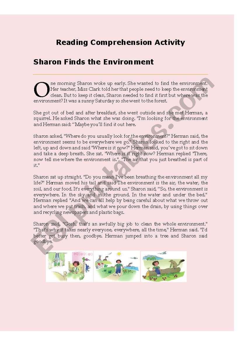 Story the Environment worksheet