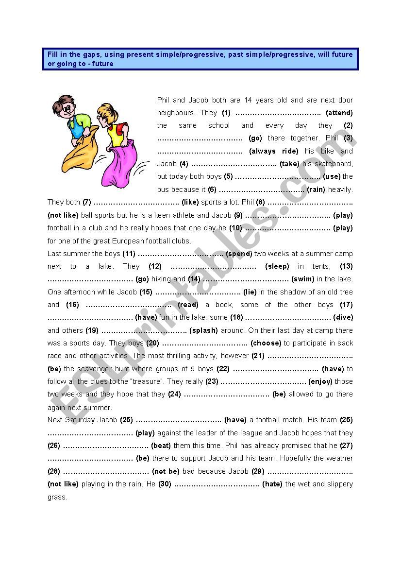 Present, past & future tenses worksheet