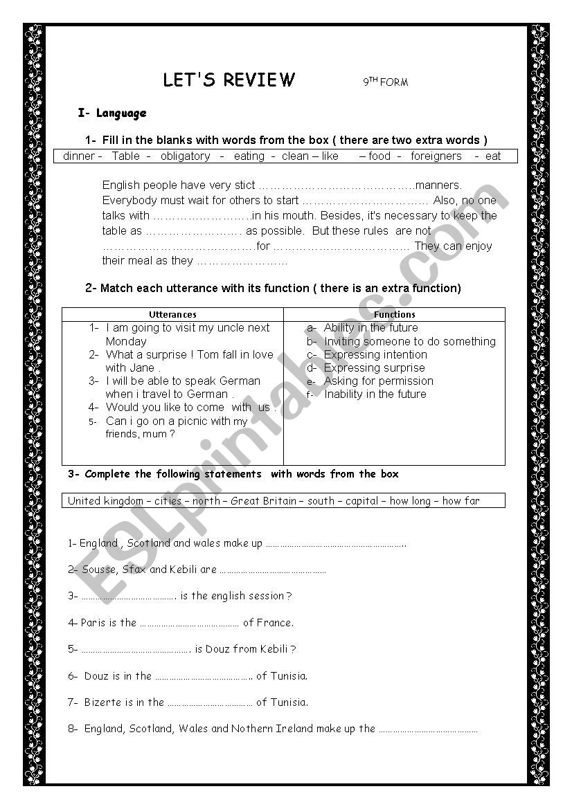 review worksheet