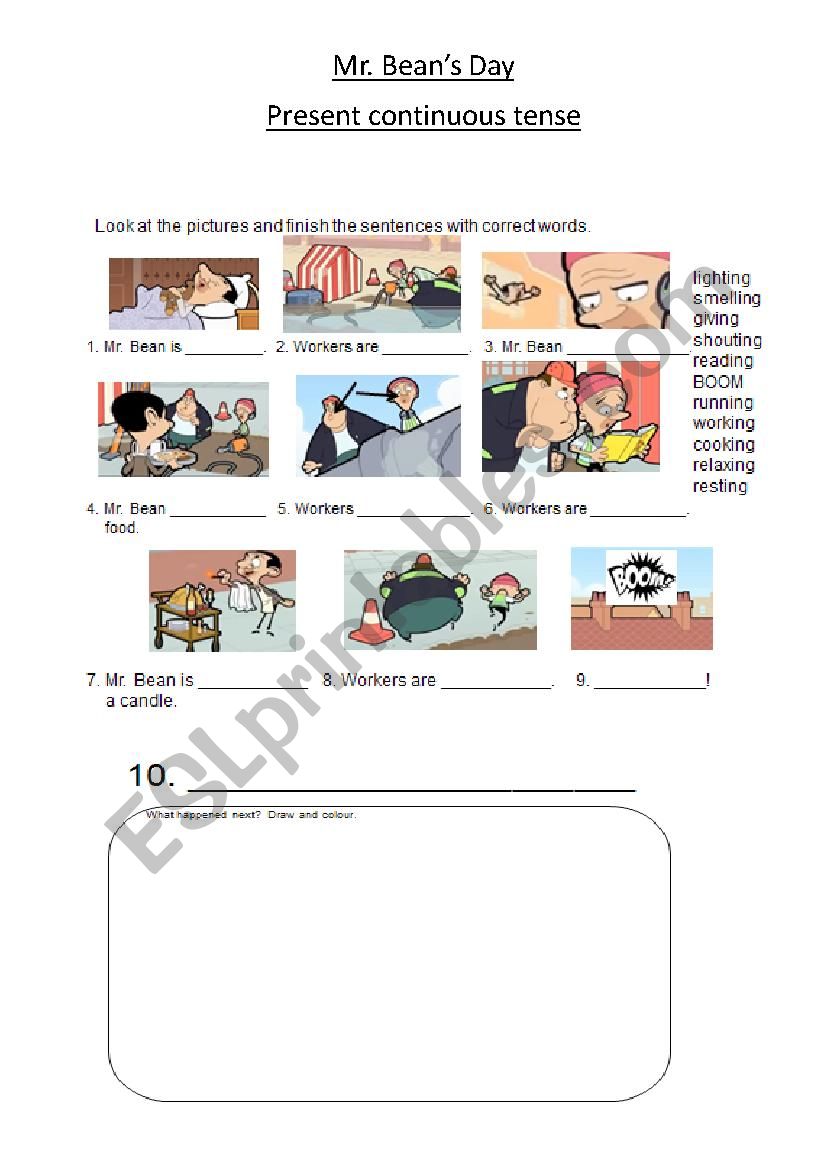 Mr. Beans Day worksheet