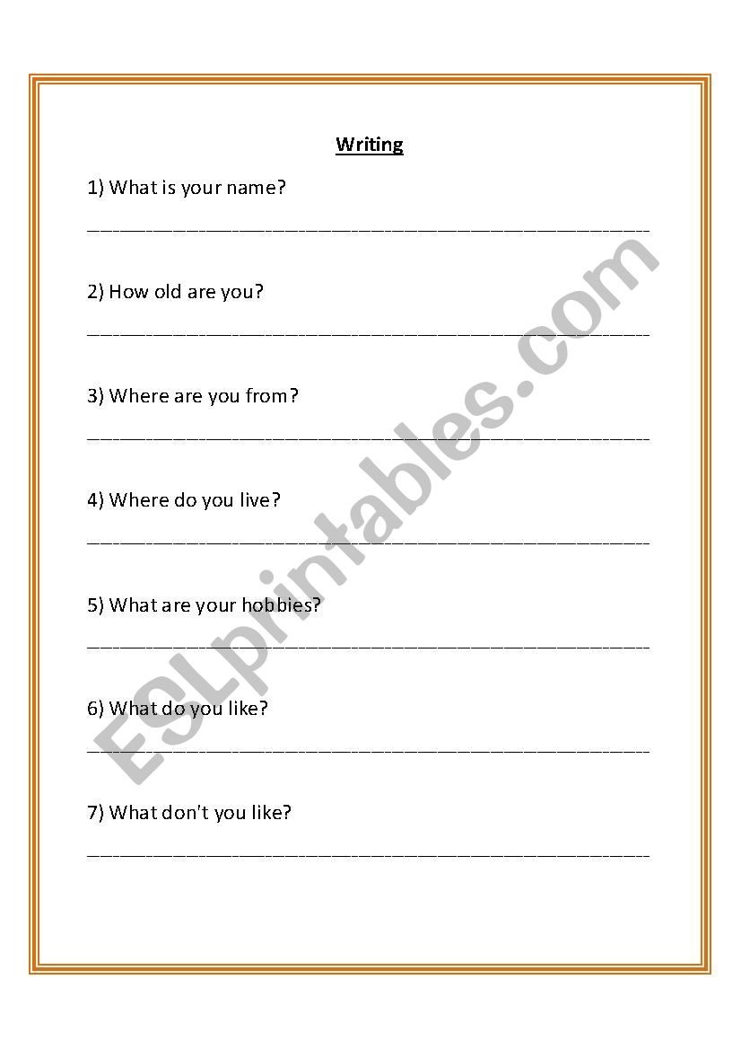 Introduce Writing worksheet