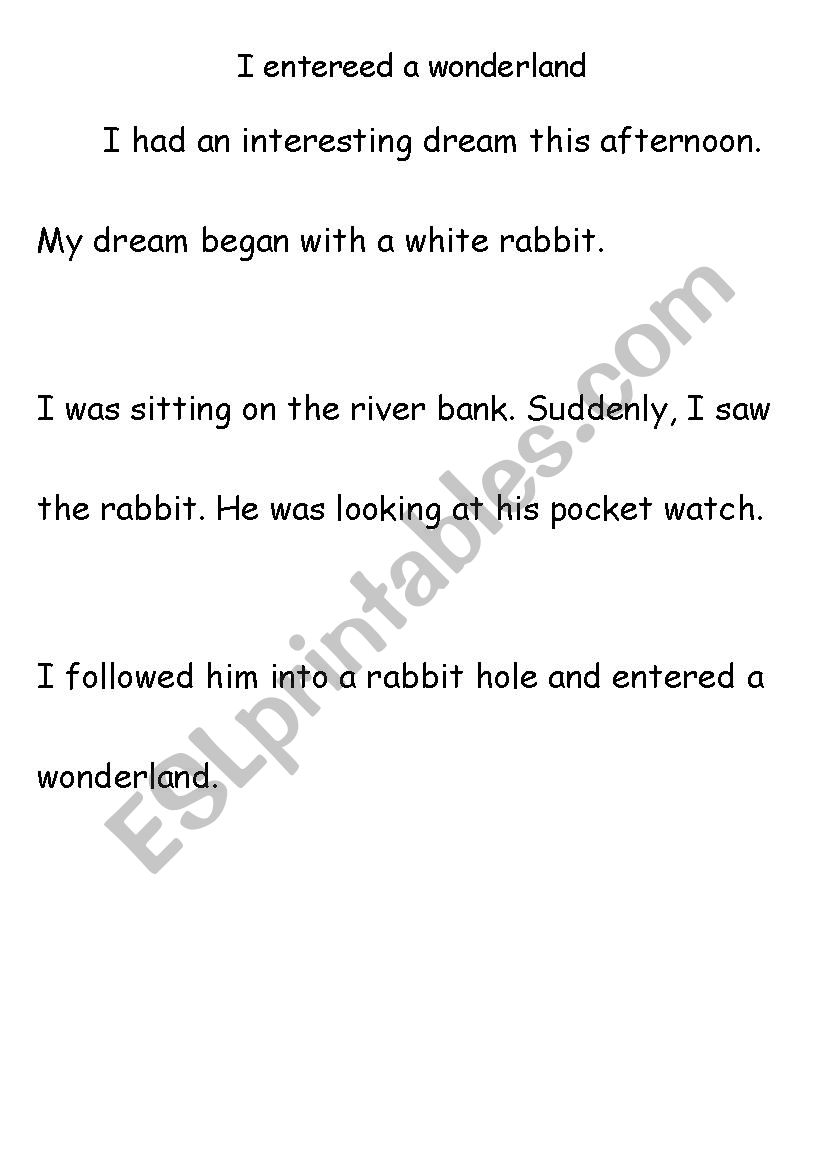 I entered a wonderland worksheet