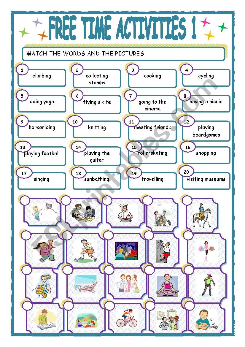 FREE TIME ACTIVITIES1 worksheet