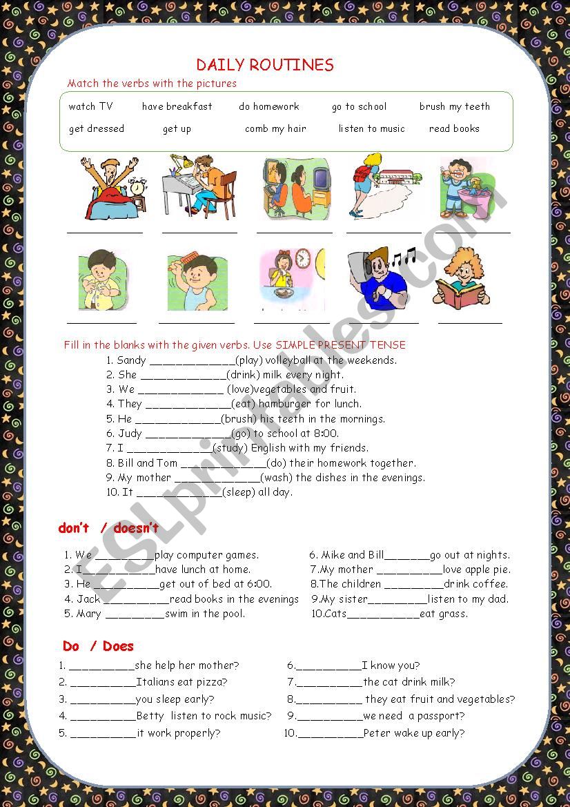 Daily Routines-Simple Present Tense