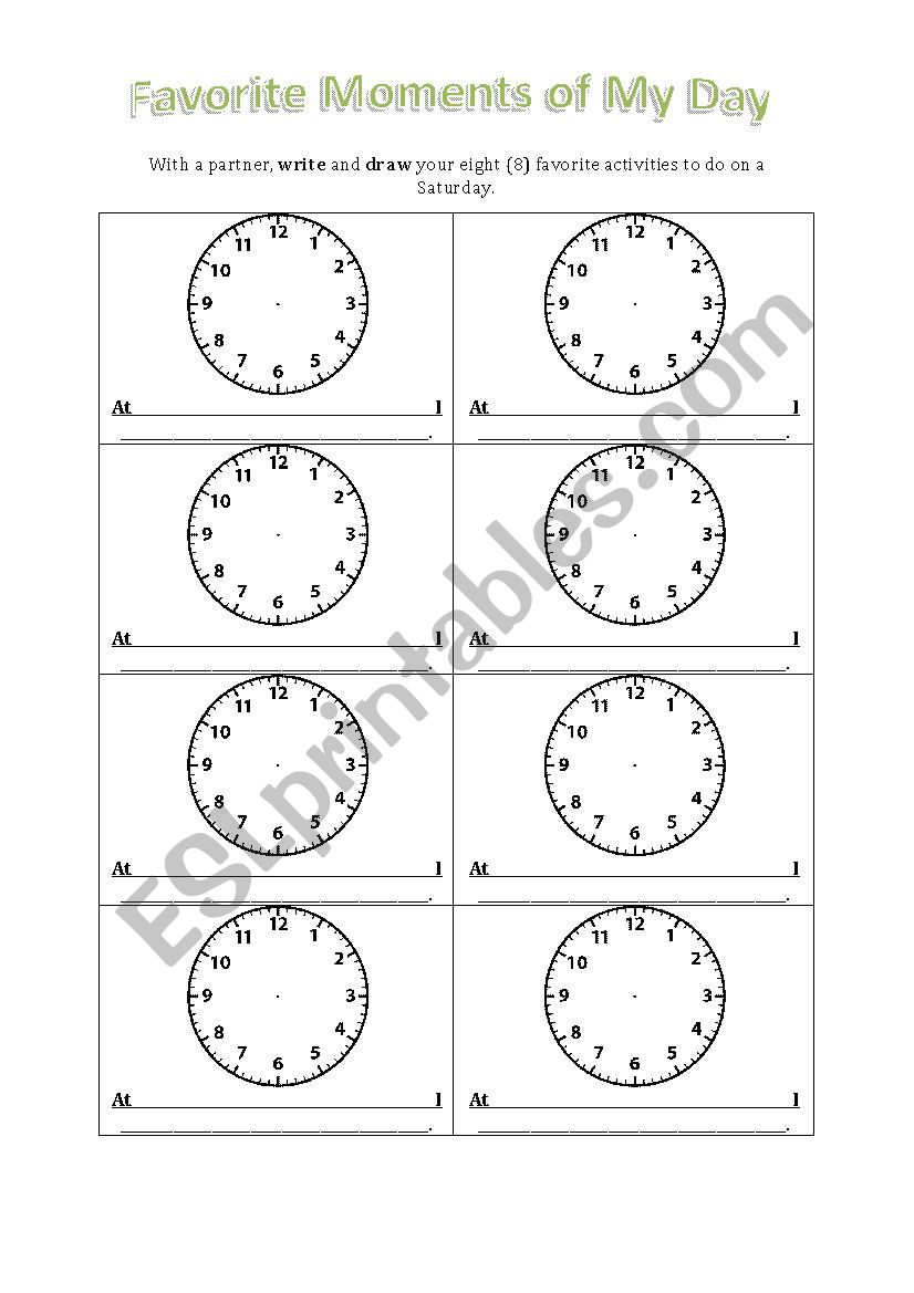 Favorite Moments of My Day worksheet