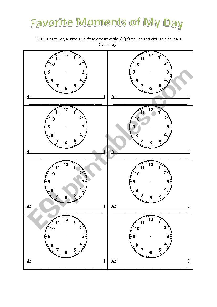 Favorite Moments of My Day worksheet