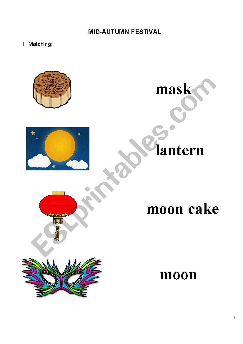 Mid-Autumn Festival worksheet