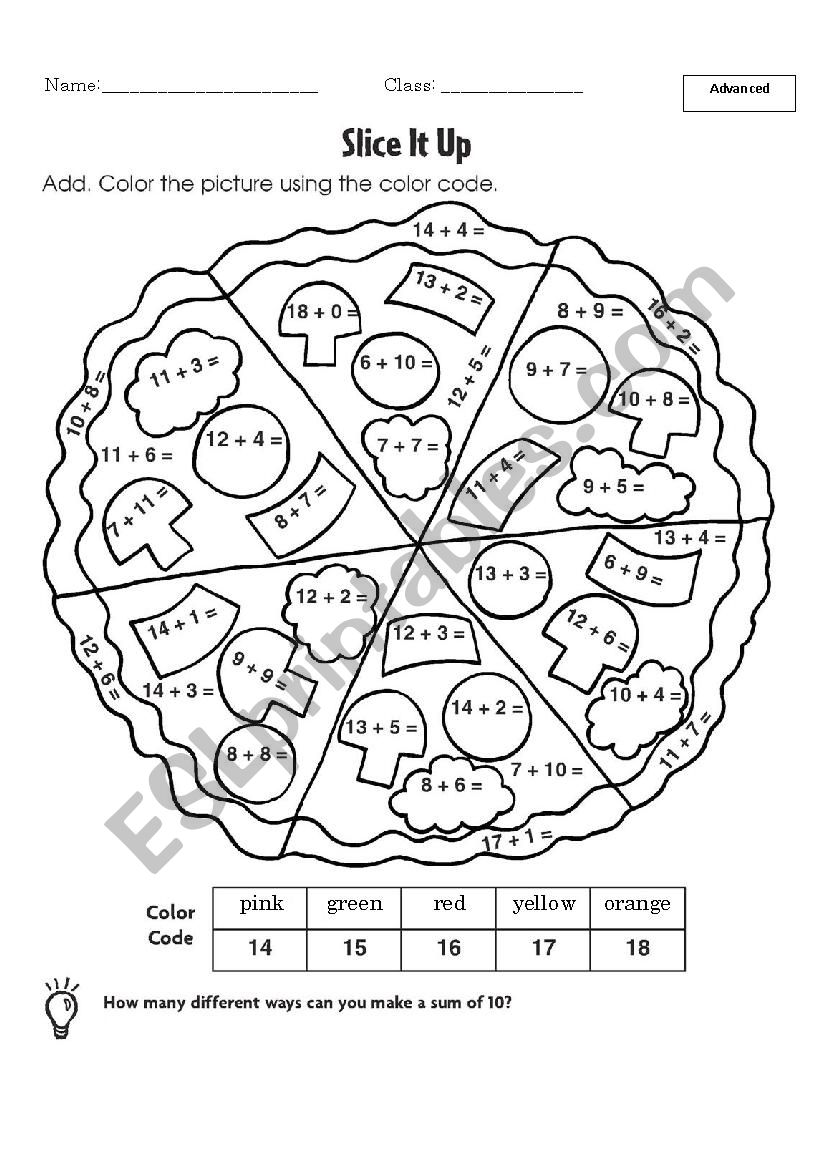 pizza colour worksheet