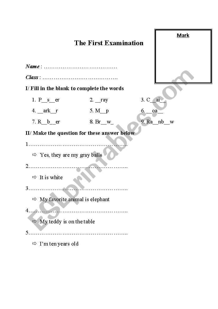 The first exam for family and friends 1
