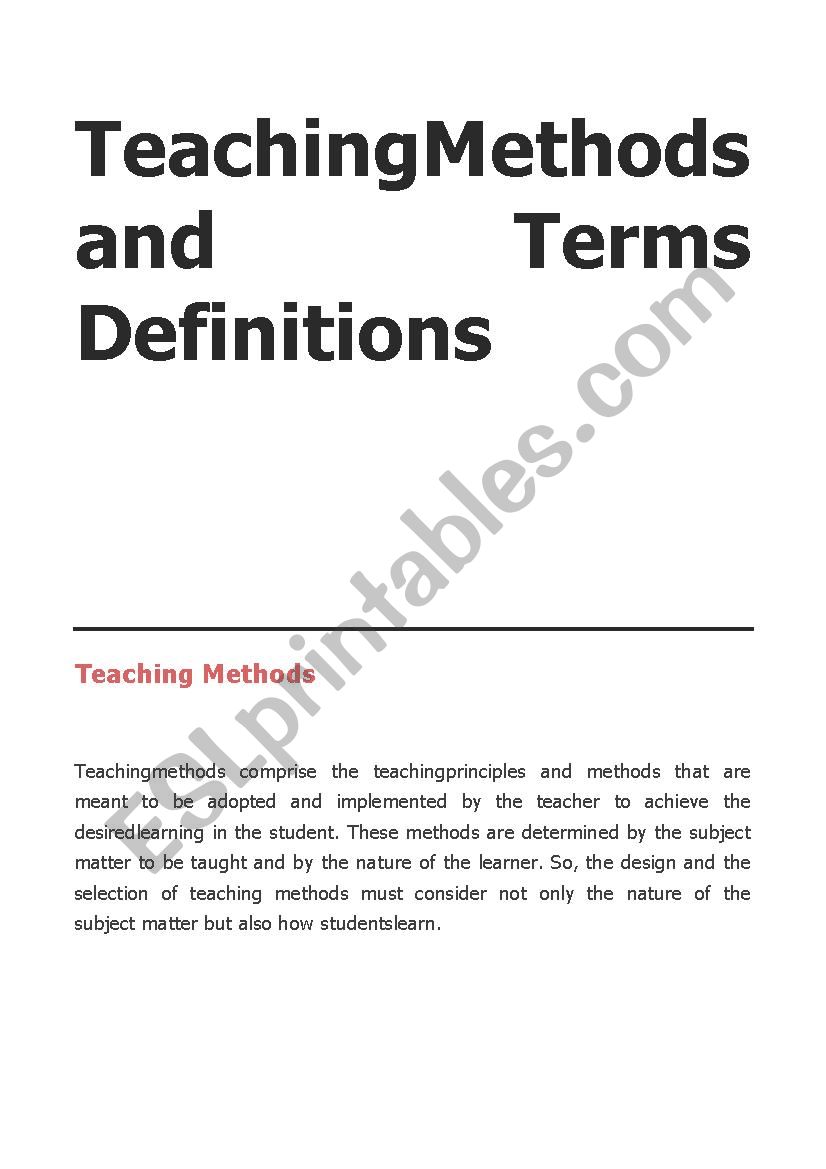 teaching methods worksheet