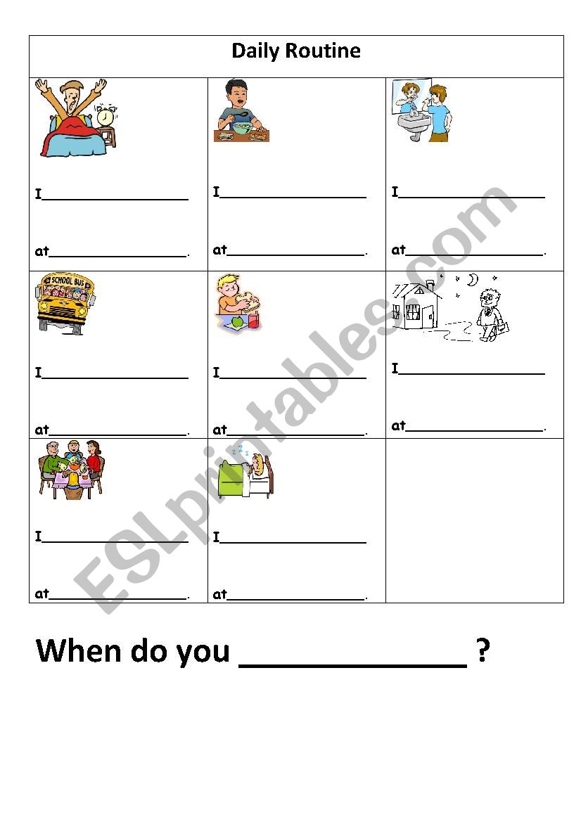 Daily Routines, ESL Worksheet For Beginners