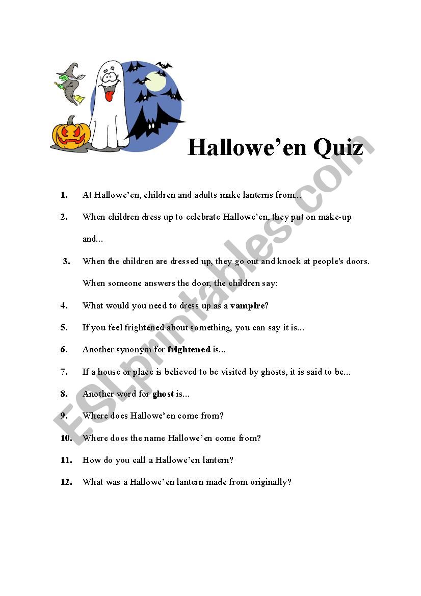 Halloween Quiz worksheet