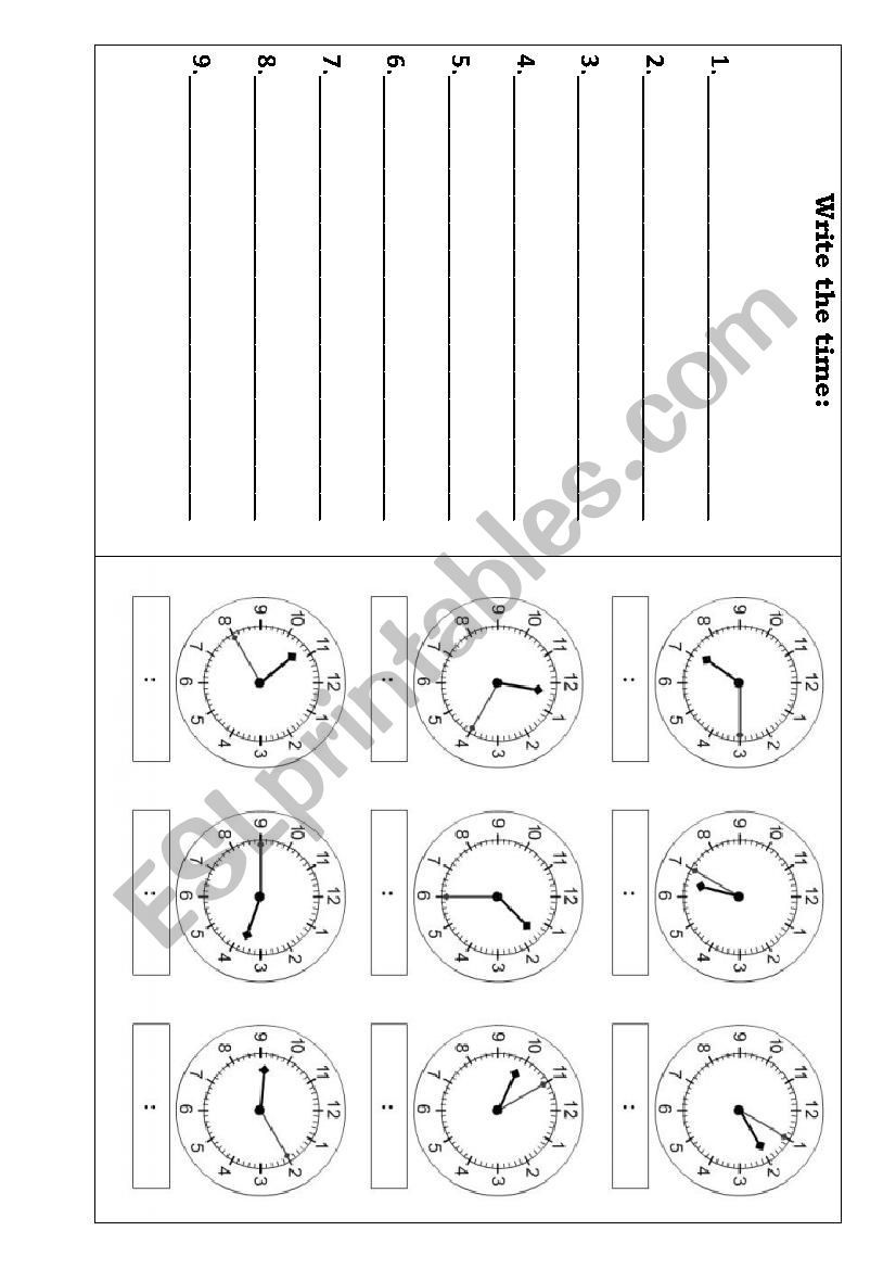 Clock time worksheet