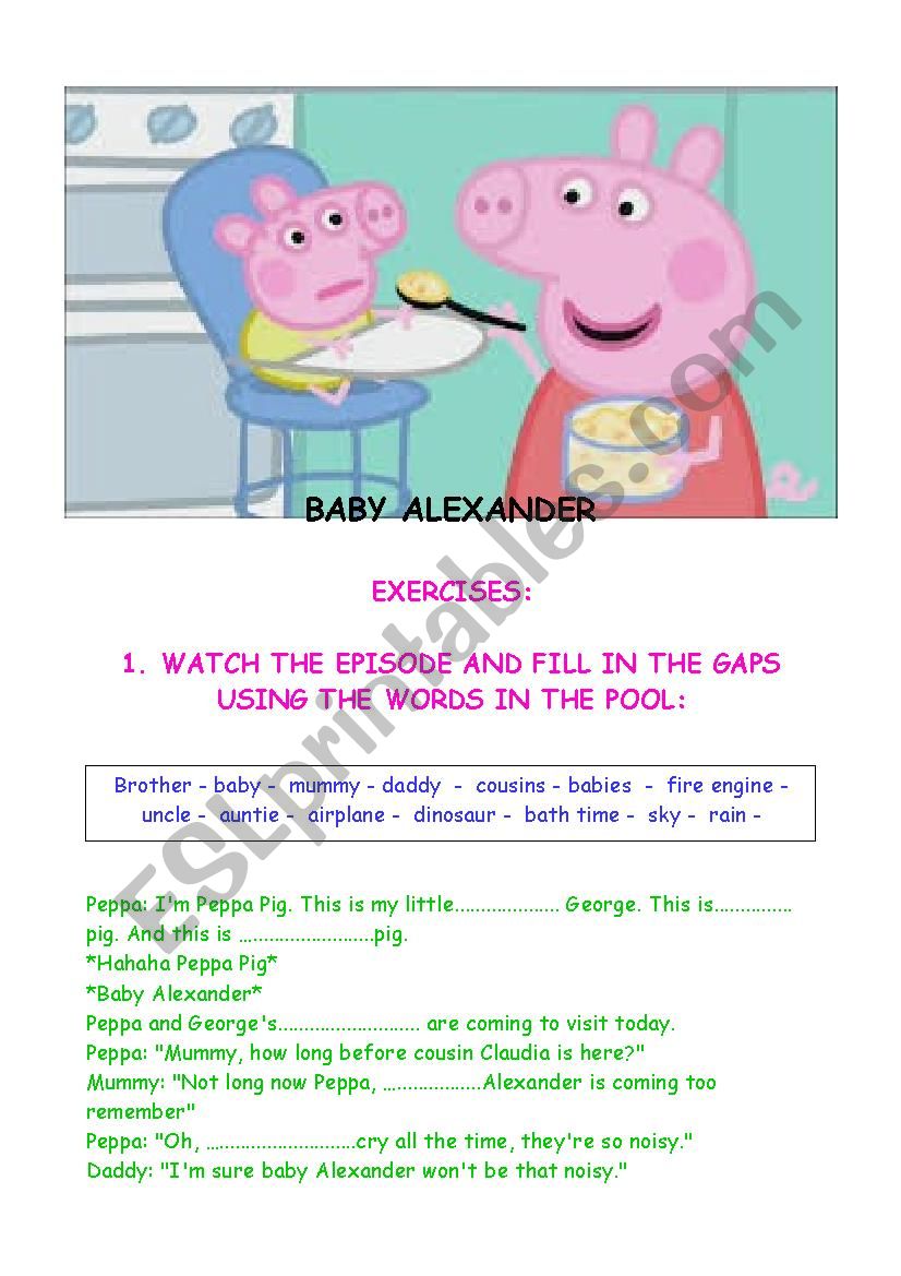 PEPPA PIG - BABY ALEXANDER  worksheet